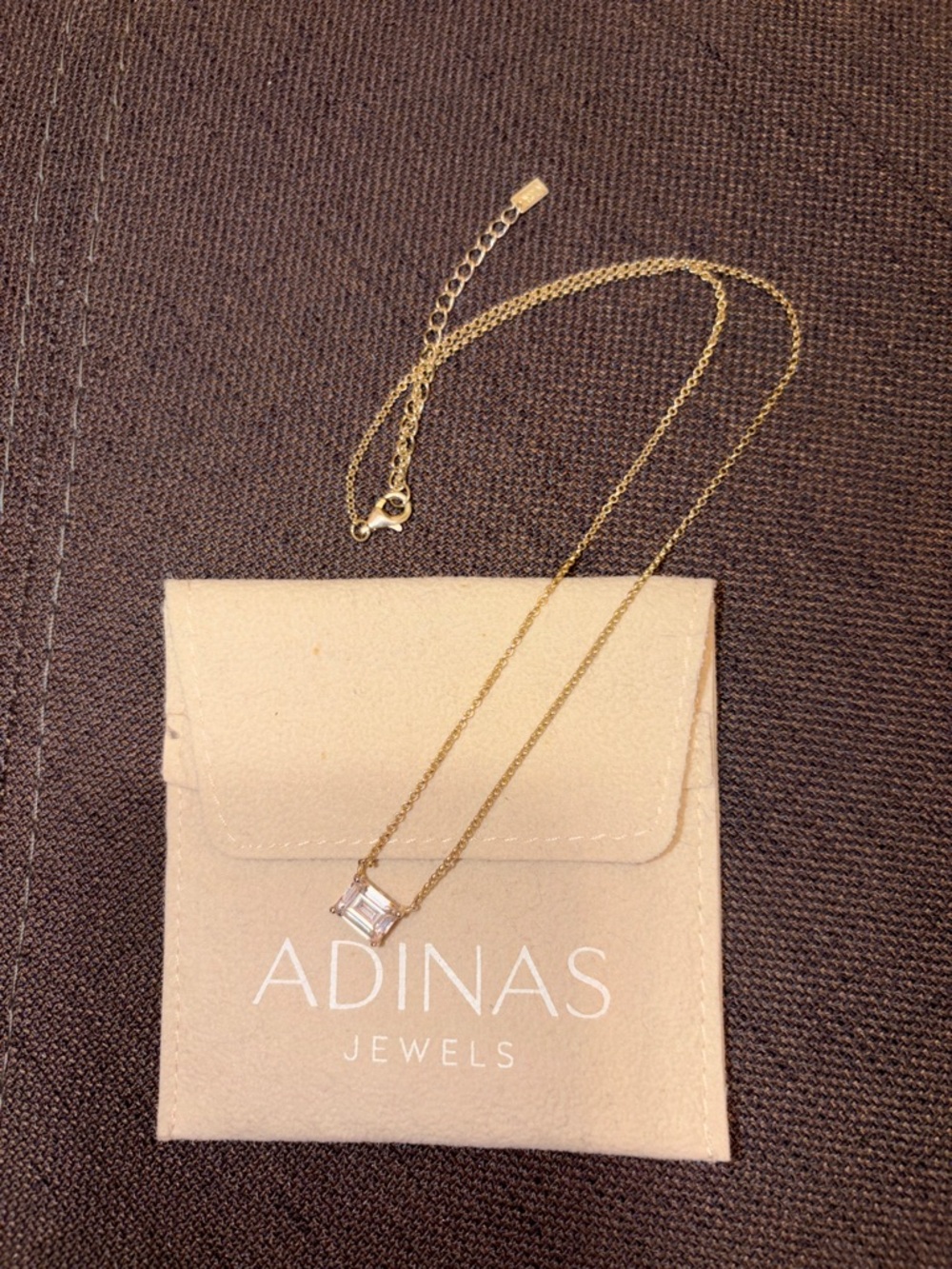 ADINAS Jewels (Adina Eden) Gold Necklace with Emerald-Cut Pendant